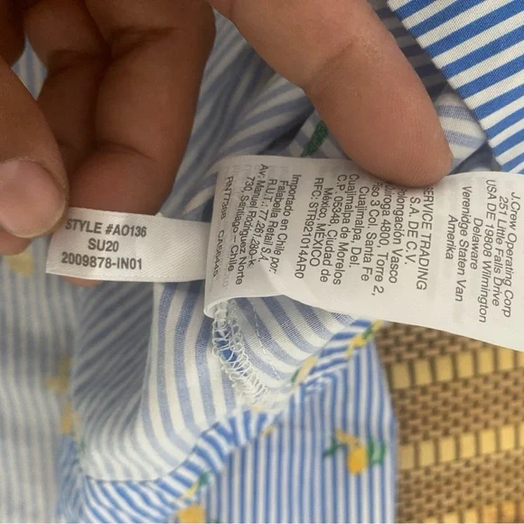 J.Crew Lemon Print Shirt Dress Blue Striped Sleeveless Belted Summer Size 10 - Picture 8 of 10